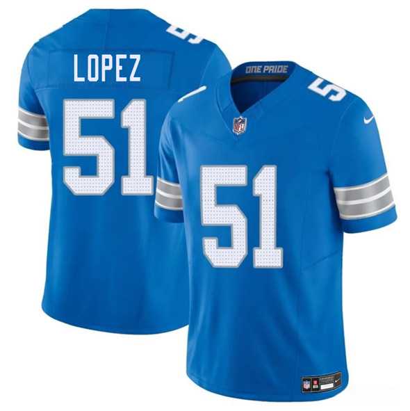 Men & Women & Youth Detroit Lions #51 Roy Lopez Blue 2025 F.U.S.E. Vapor Limited Stitched Jersey